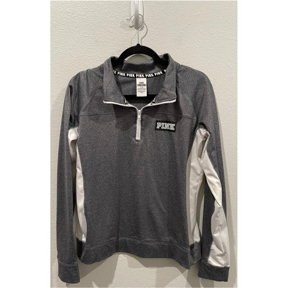 PINK Ultimate Quarter Zip Grey Sweatshirt